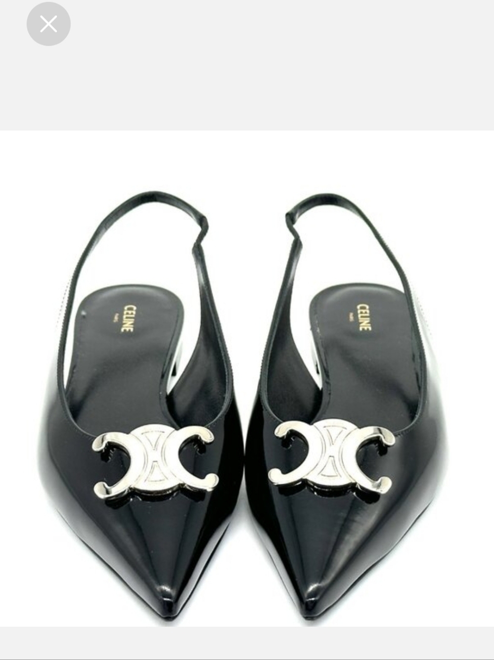 New Celine Alma Triomphe Black Leather Slingback Flat Size 8 - Picture 2 of 4